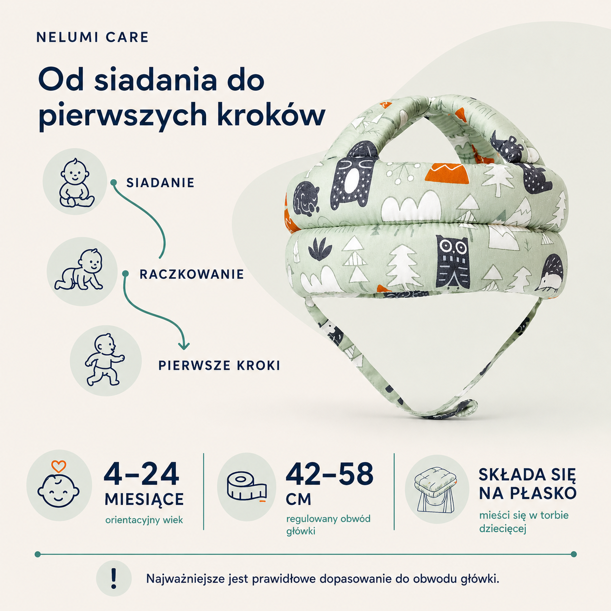 Nelumi Care – miękki kask ochronny dla malucha